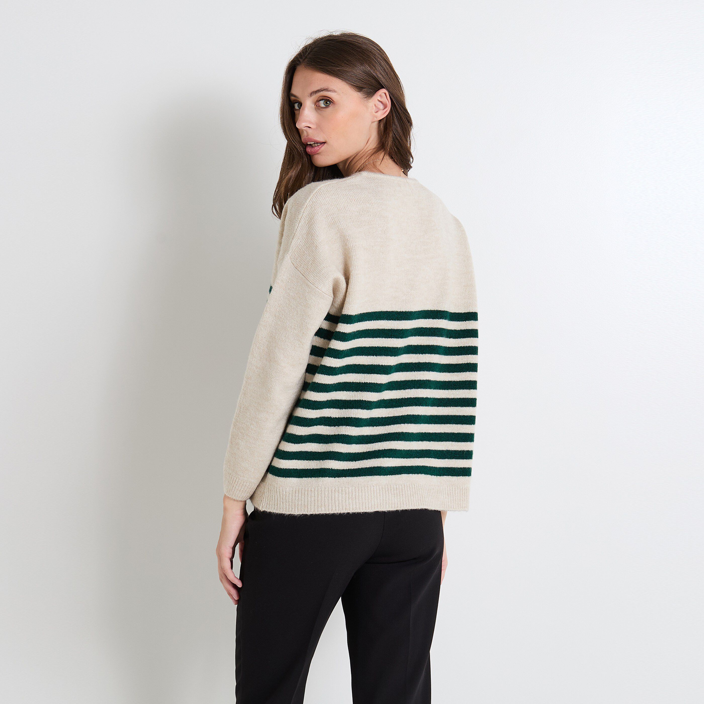 Pull col V femme