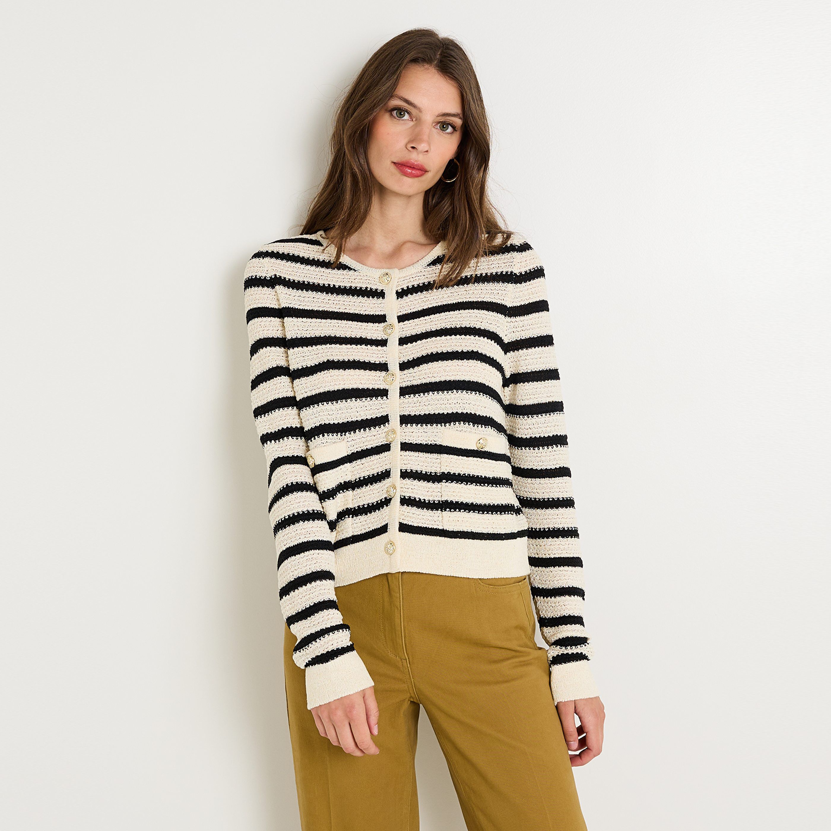 Gilet col rond femme
