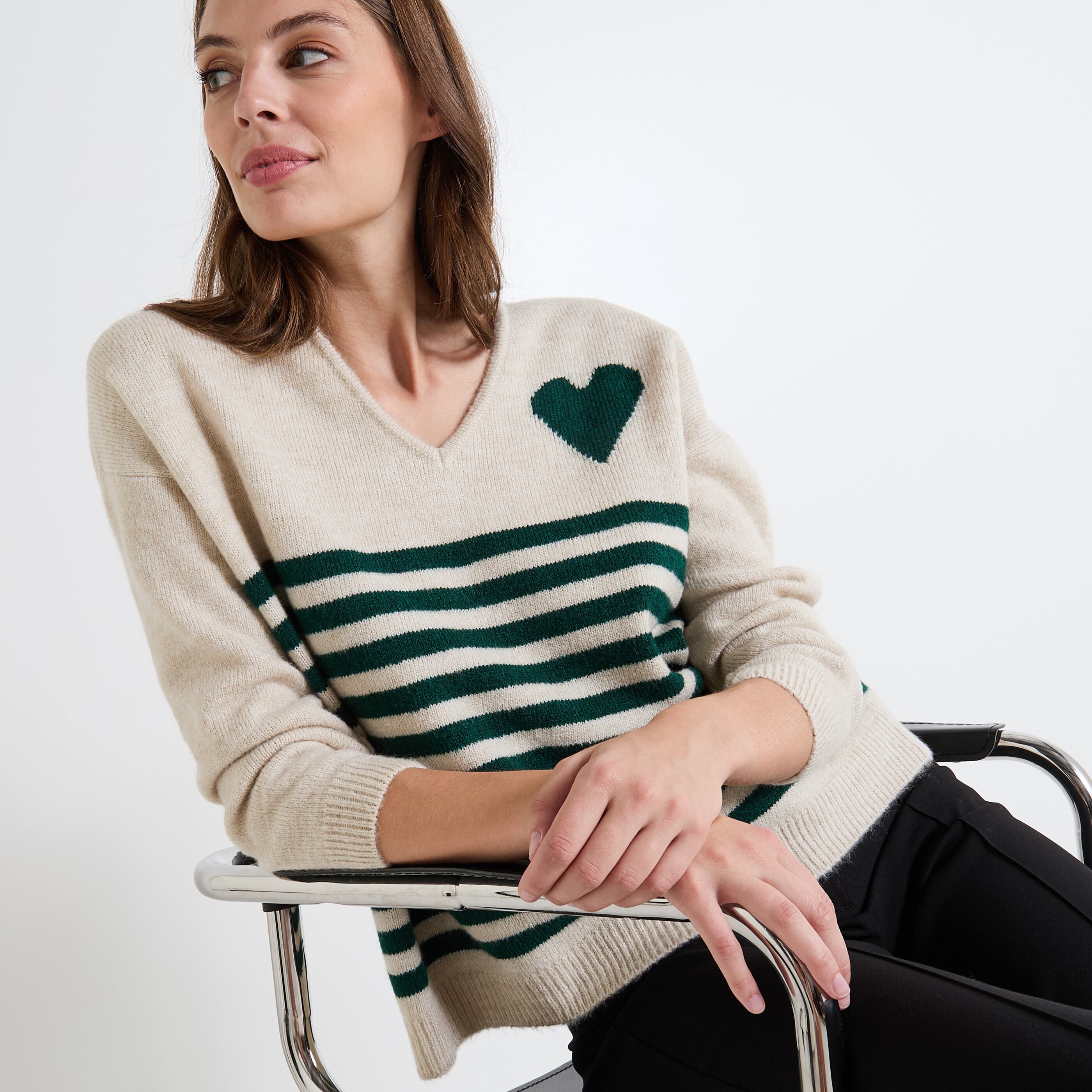 Pull col V femme
