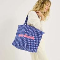 Tote bag motif vichy avec message