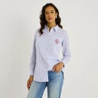 Chemise rayée à broderies