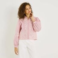 Chemise rayée à broderies