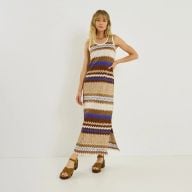 Robe longue fendue en crochet