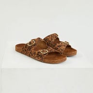 Mule léopard croûte de cuir