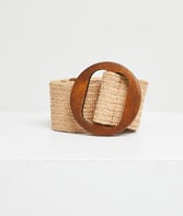 Ceinture large à boucle en bois