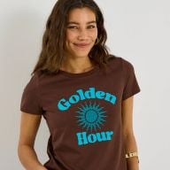 T-shirt col rond print soleil